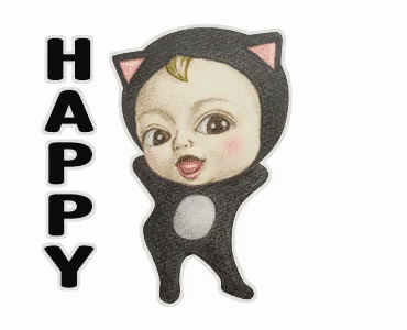 Baby In Cat Costume With Happy GIF