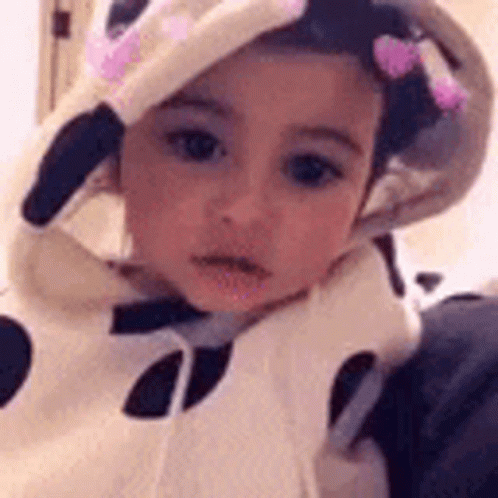 Baby in Cow Costume With Hood and Bow