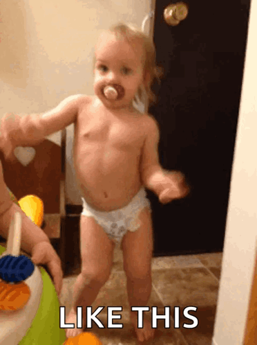 Baby in Diaper Dancing Like This