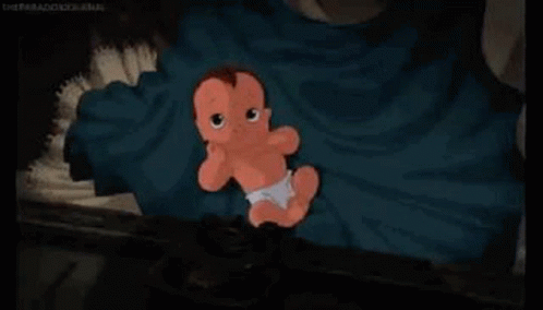 Baby in Diaper Looking Out of Wall Hole