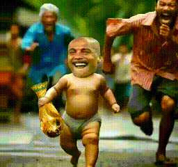 Baby in Diaper Running With Bag of Chips
