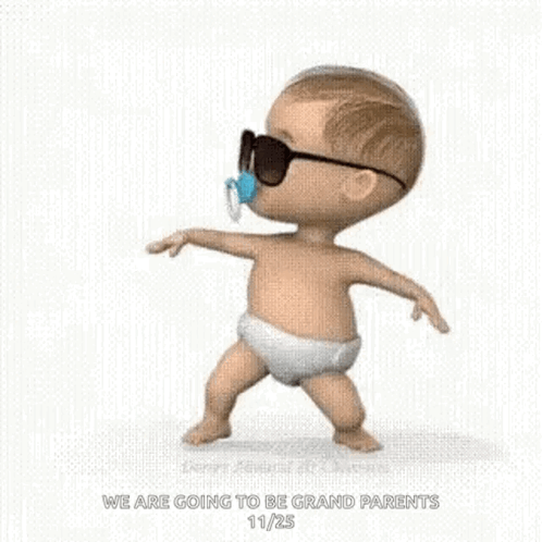 Baby in Diaper Sunglasses and Pacifier
