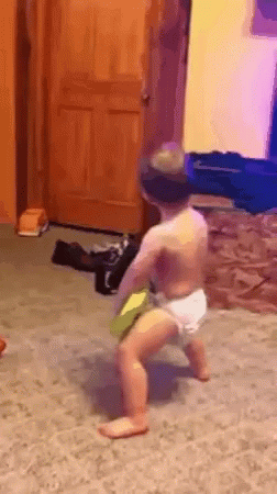 Baby in Diaper Walking