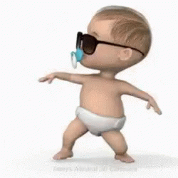 Baby in Diaper With Sunglasses and Pacifier