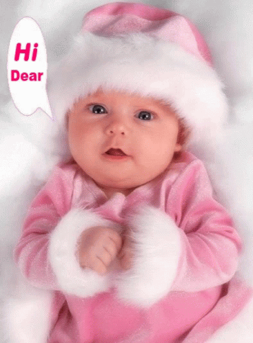 Baby In Pink And White Saying Hi Dear GIF