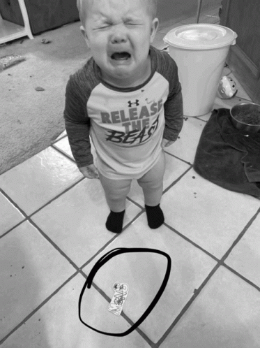 Baby in Release the Beast Shirt Crying
