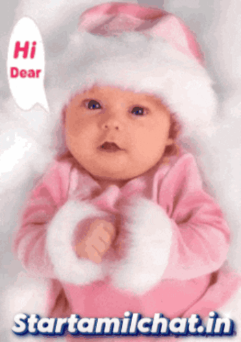 Baby in Santa Hat Says Hi Dear