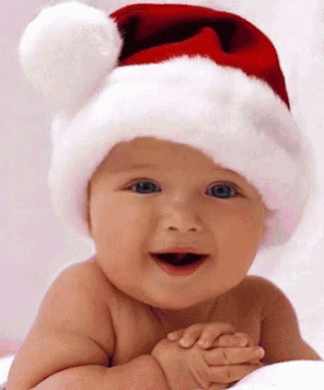 Baby In Santa Hat Smiling GIF