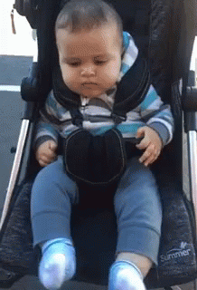 Baby in Stroller Saying Summer