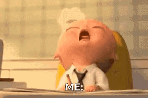Baby in Suit Crying at Desk