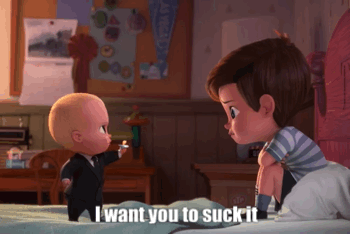 Baby in Suit Talking to Boy