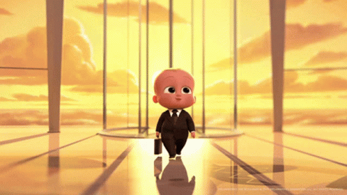 Baby in Suit Walking with Briefcase