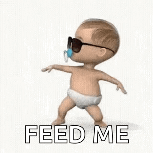 Baby in Sunglasses Pacifier Dancing Says Feed Me