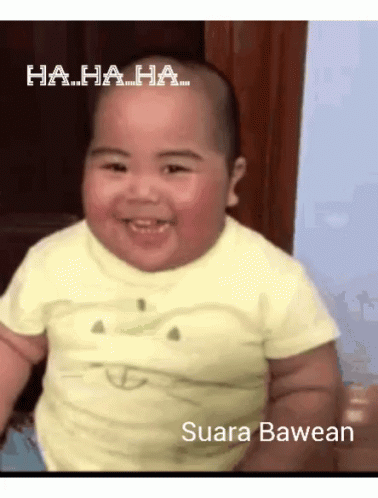 Baby in Yellow Shirt Smiling Ha Ha Ha Suara Bawean