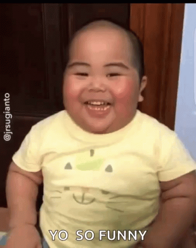 Baby In Yellow Shirt With Cat Says Yo So Funny GIF