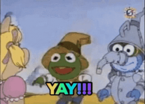 Baby Kermit Yay Jump GIF