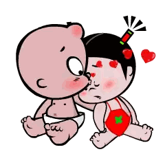 Baby Kissing Baby