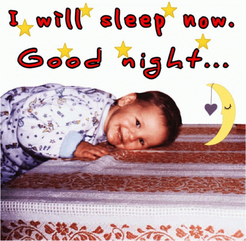 Baby Laying In Bed Saying I Will Sleep Now Good Night GIF