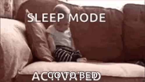 Baby Laying On Couch Sleep Mode AC Go To Bed GIF