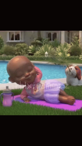 Baby Laying on Yoga Mat Next to Dog