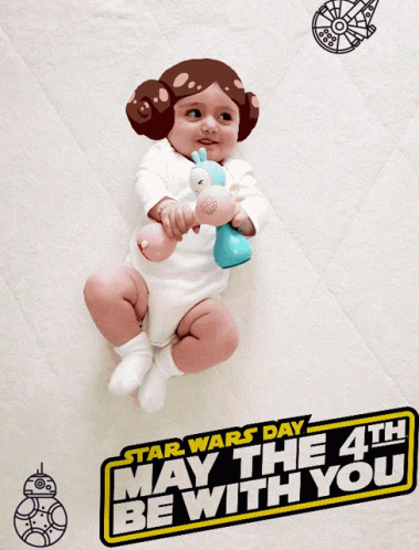 Baby Lying on Blanket With Star Wars Sign