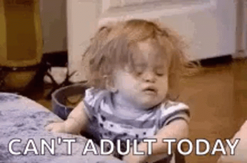 Baby Making Funny Face Saying Can't Adult Today