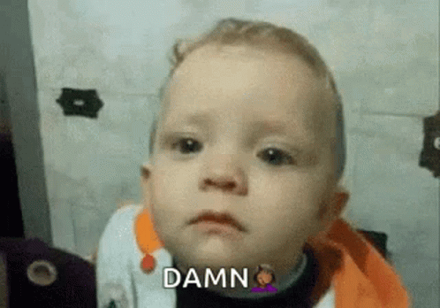 Baby Making Funny Face Saying Damn