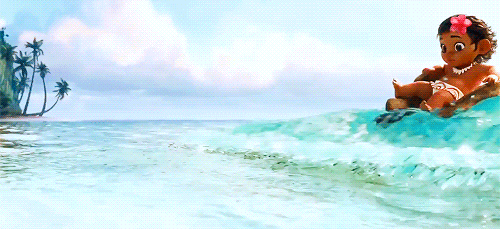 Baby Moana Cruising In The Waves GIF