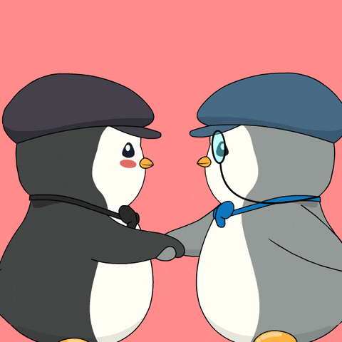 Baby Penguins Shaking Hands GIF