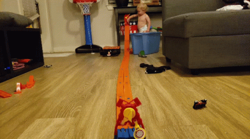 Baby Playing Hot Wheels GIF