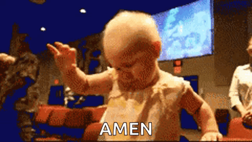 Baby Praying In Church With Amen GIF