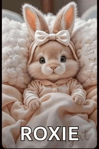 Baby Rabbit Roxie Lying On Bed GIF