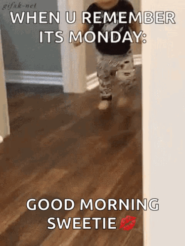 Baby Running in Hallway Saying Good Morning