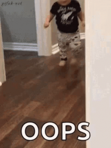 Baby Running in Hallway with Oops
