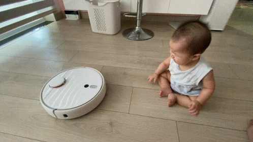 Baby Scared On Vacuum GIF