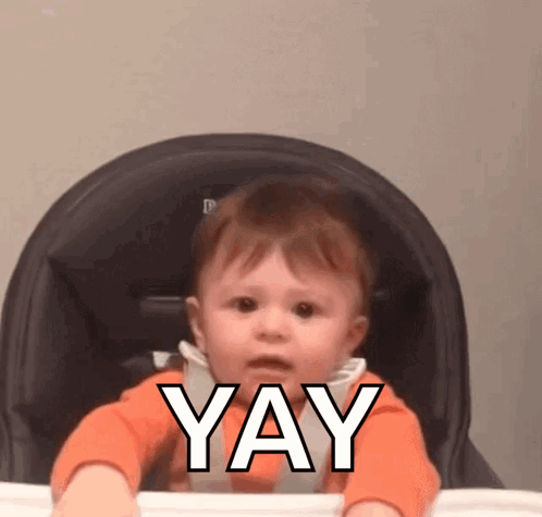 Baby Sitting In High Chair Saying Yay GIF