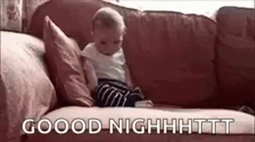 Baby Sitting On Couch Good Night GIF
