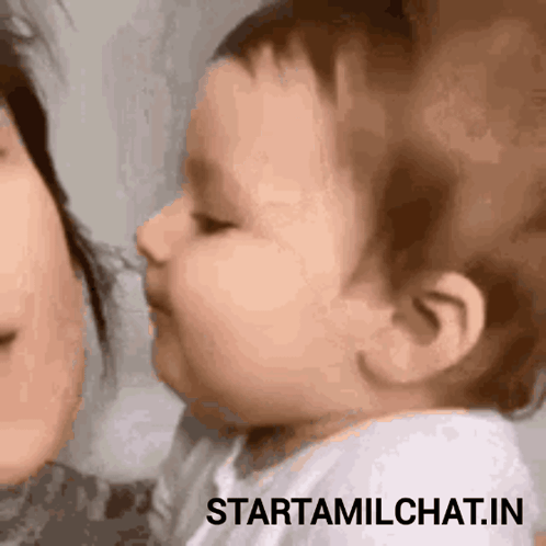 Baby Sniffing Woman's Nose StartTamilChat GIF