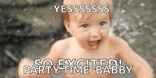 Baby Standing in Water So Excited Party Time