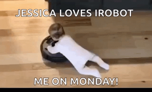 Baby Took Funny Ride On Roomba Irobot Vacuum Cleaner GIF