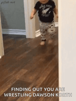Baby Walking Down Hallway Finding Out Wrestling Dawson Korth