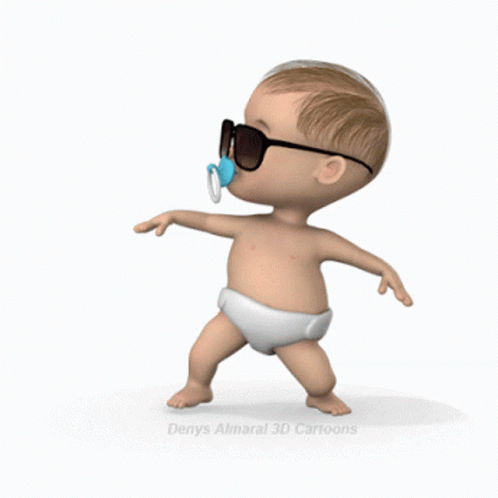 Baby Wearing Sunglasses and Pacifier Dancing