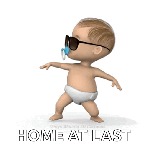 Baby Wearing Sunglasses and Pacifier Home at Last