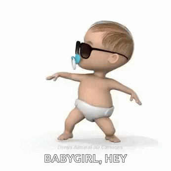Baby Wearing Sunglasses And Pacifier Walking GIF