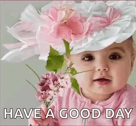 Baby Wears Light Pink Flowers GIF