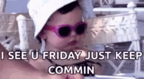 Baby With Sunglasses And White Hat Being Held GIF