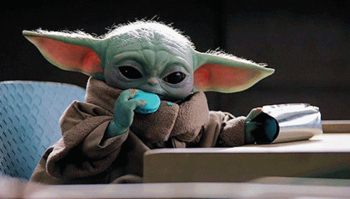 Baby Yoda Eating Blue Macaroon