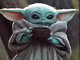 Baby Yoda Holding Coffee