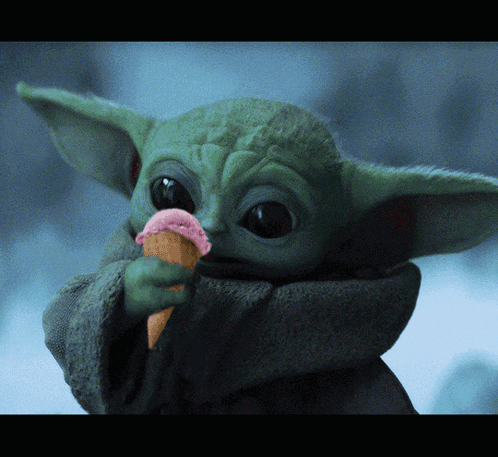 Baby Yoda Holding Ice Cream Cone