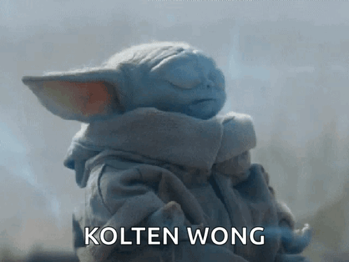 Baby Yoda Holding Phone Saying Kolten Wong